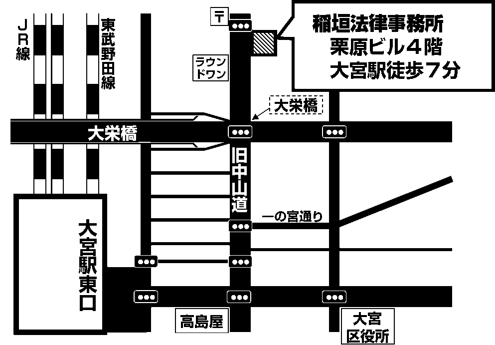 大宮駅から稲垣法律事務所までの地図